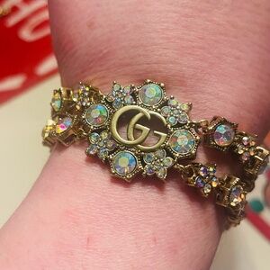 Gucci Aurora Crystal Double strand Framed GG bracelet